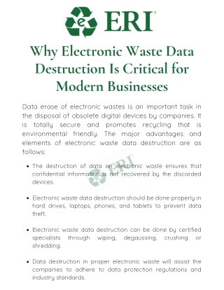 Why Electronic Waste Data Destruction Is Critical for Modern Businesses