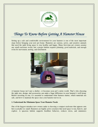 Things To Know Before Getting A Hamster House