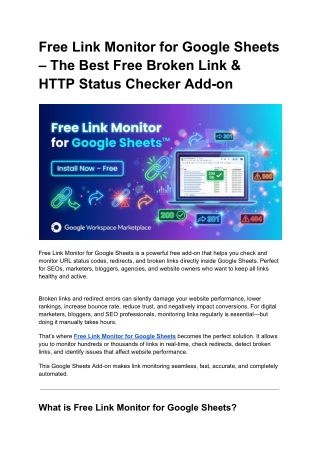 Free Link Monitor for Google Sheets – The Best Free Broken Link & HTTP Status Checker Add-on