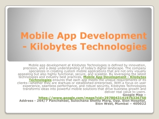 Mobile App Development Company In Mumbai - Kilobytes Technologies