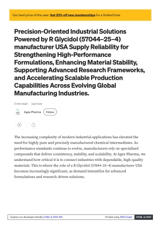 R Glycidol (57044–25–4) manufacturer USA