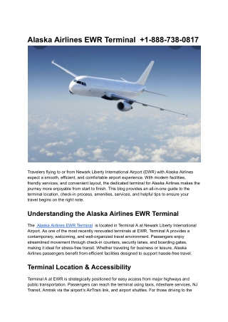 Alaska Airlines EWR Terminal   1-888-738-0817
