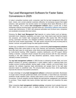 Top Lead Management Software for Faster Sales Conversions in 2025