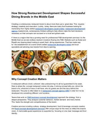 How Strong Restaurant Development Shapes Successful Dining Brands in the Middle East