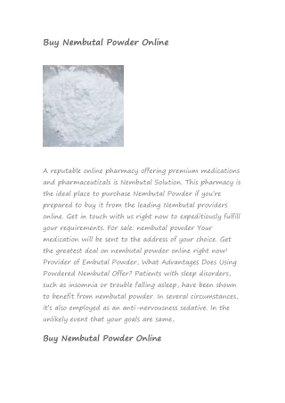 Buy Nembutal Powder Online