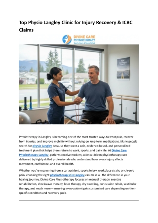Top Physio Langley Clinic for Injury Recovery