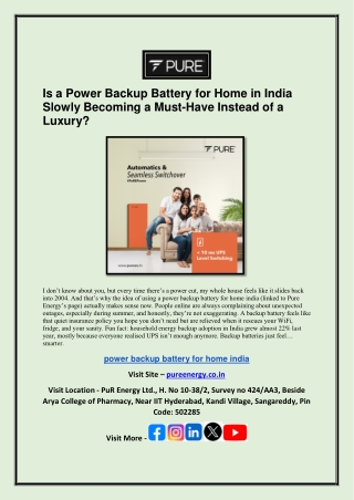 Is a Power Backup Battery for Home in India Slowly Becoming a Must-Have Instead