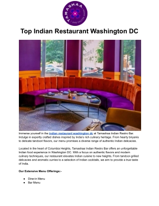 Top Indian Restaurant Washington DC