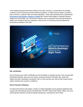 10 Must-Have Security Features for eCommerce Websites in the UAE