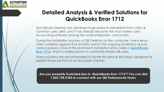 Complete Guide to Troubleshooting QuickBooks Error 1712