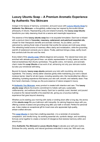 Luxury Soap by Authentic You Skincare: Ubuntu Universal Blend Bar