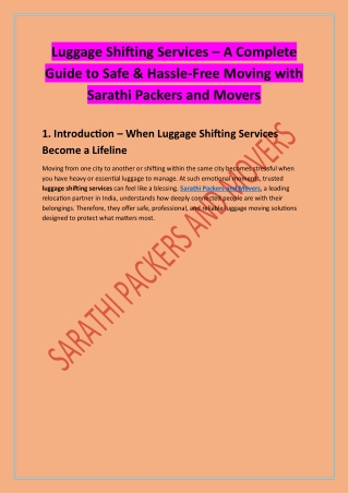 Luggage Shifting Services