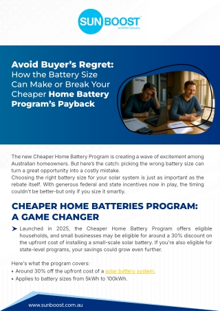 Selecting Battery Size for Solar System to Optimise Solar Energy Usage