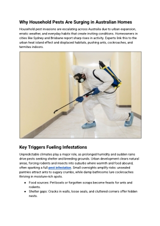 Why Household Pests Are Surging in Australian ?