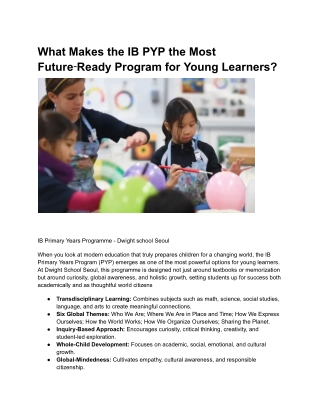 What Makes the IB PYP the Most Future‑Ready Program for Young Learners