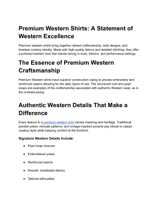 Premium Western Shirts_ A Statement of Western Excellence