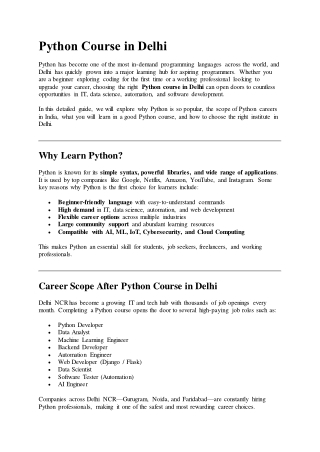 Python Course in Delhi