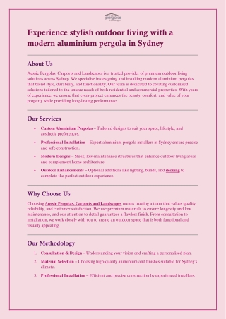 Experience stylish outdoor living with a modern aluminium pergola in Sydney