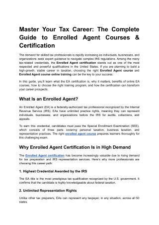 Master Your Tax Career_ The Complete Guide to Enrolled Agent Courses & Certification
