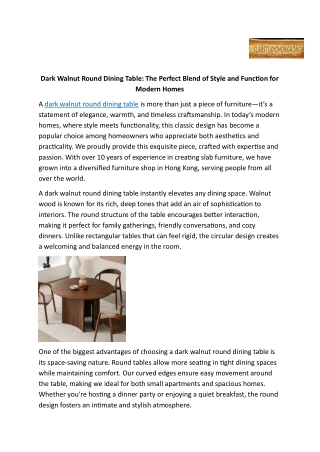 Dark Walnut Round Dining Table- The Perfect Blend of Style and Function for Modern Homes