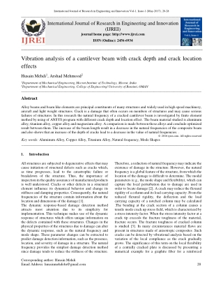 Vibration analysis of a cantilever beam with crack depth and crack location effe
