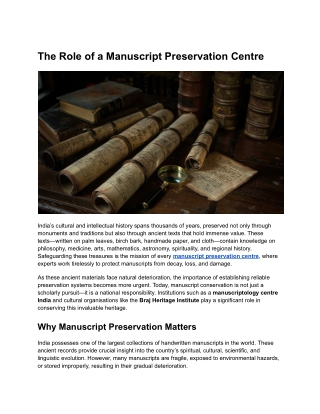 How a Manuscript Preservation Centre Supports Research in India