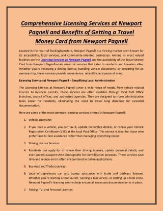 Comprehensive Licensing Services at Newport Pagnell and Benefits of Getting a Tr