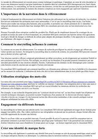 Comment le storytelling aide-t-il le travail des consultants en référencement ?