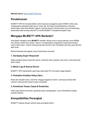 MLBB777 APK – Pengalaman MOBA yang Lebih Cepat, Ringan, dan Responsif