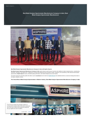 Top Metal Spectrometer Company in India | Precision Engineering by Asphire Spect
