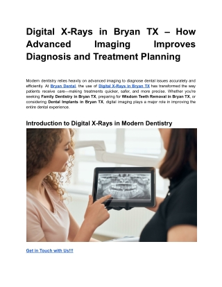 Digital X-Rays in Bryan TX – How Advanced Imaging Improves Diagnosis and Treatment Planning