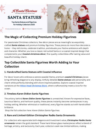 Top Santa Statues and Figurines for Holiday Collectors  2025 - A Coastal Christmas