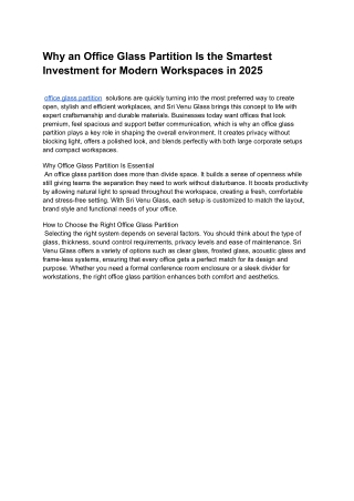 Why an Office Glass Partition Is the Smartest Investment for Modern Workspaces in 2025