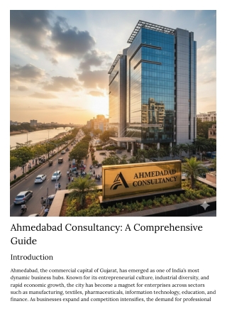 Ahmedabad Consultancy A Comprehensive Guide