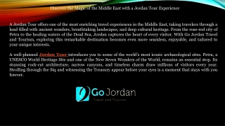 Discover the Magic of the Middle East with a Jordan Tour Experience