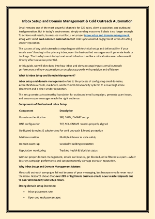 Inbox Setup and Domain Management & Cold Outreach Automation