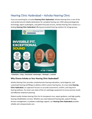 Hearing Clinic Hyderabad