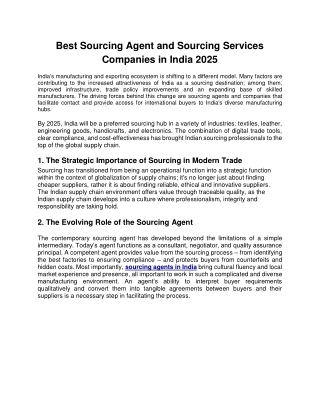 Best Sourcing Agent in India with Transparent Pricing