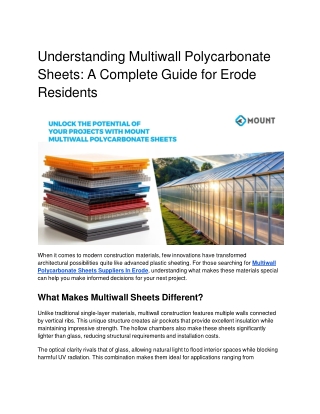 Understanding Multiwall Polycarbonate Sheets_ A Complete Guide for Erode Residents