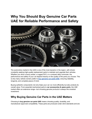 Best Places to Buy Genuine Car Parts UAE Online and Offline