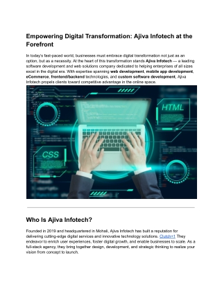 Empowering Digital Transformation: Ajiva Infotech at the Forefront