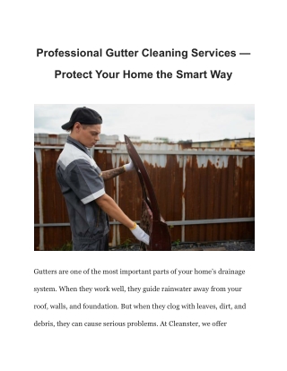 Cleanster Gutter Cleaning Services