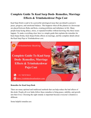 Complete Guide To Kaal Sarp Dosh- Remedies, Marriage Effects & Trimbakeshwar Puja Cost