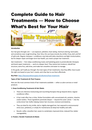 Complete Guide to Hair Treatments — How to Choose What’s Best for Your Hair