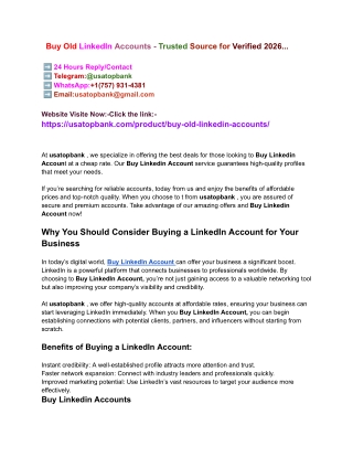 Buy Old LinkedIn Accounts - Trusted Source for Verified 2026