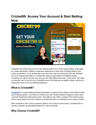 Cricbet99_ Access Your Account & Start Betting Now