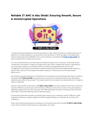 Reliable IT AMC in Abu Dhabi_ Ensuring Smooth, Secure & Uninterrupted Operations