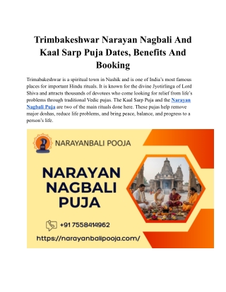 Trimbakeshwar Narayan Nagbali And Kaal Sarp Puja Dates, Benefits And Booking