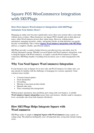 Square WooCommerce Integration with SKUPlugs