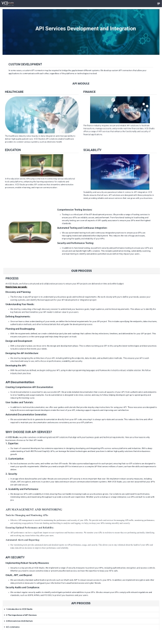 API Services Development and Integration